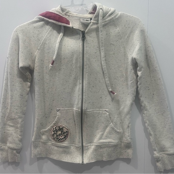 Harley-Davidson Women Metallic Flecked Zip Hoodie Track Hooded Jacket Small - Picture 2 of 6